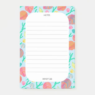 CUSTOM Seashells Border Sea Grocery Shopping List Post-it Notes