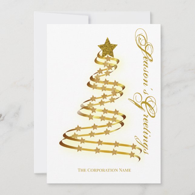 Custom Season's Greetings Gold Abstract Tree Holiday Card (Front)