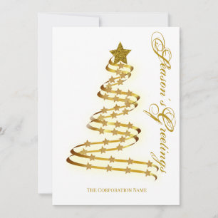 Custom Season's Greetings Gold Abstract Tree Holiday Card