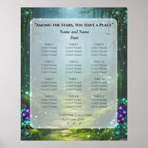 Custom Seating Chart Bioluminescent Elegance
