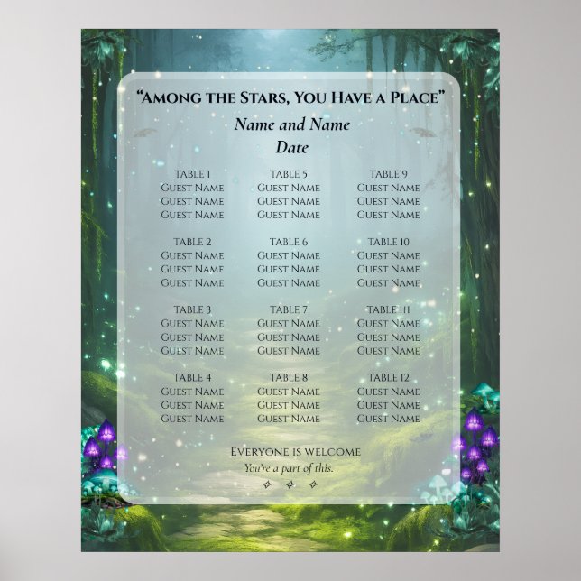 Custom Seating Chart Bioluminescent Elegance  (Front)