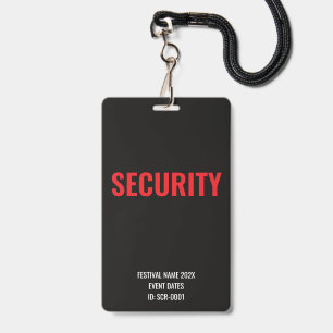 Custom Security Access Concert Festival Red Badge