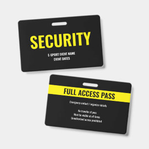 Custom Security Access Minimalist E-Sport Yellow Badge