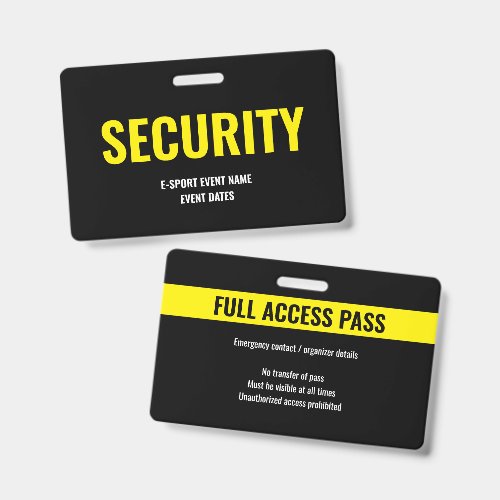 Custom Security Access Minimalist E-Sport Yellow Badge