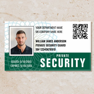 Custom Security Guard ID Photo Green Tag Badge