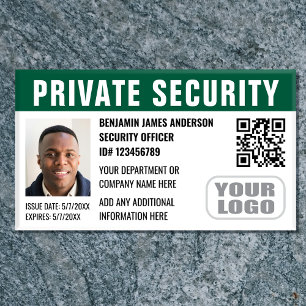 Custom Security Guard ID Photo Logo Green Name Tag