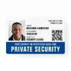 Custom Security Guard ID Photo Logo Name Blue