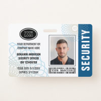 Modern Blue Security Custom Name Guard Employee Badge, Zazzle