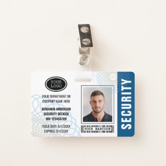 Custom Security Officer ID Photo Blue Badge | Zazzle