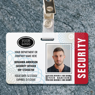 Custom Security Officer ID Photo Red Badge