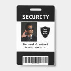 Custom Security Personnel ID Badge Black | White