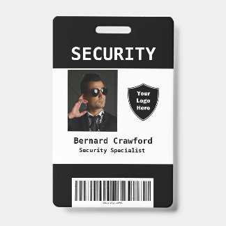 Custom Security Personnel ID Badge Black | White