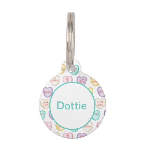 Custom Self Love Candy Hearts _ White Pet ID Tag