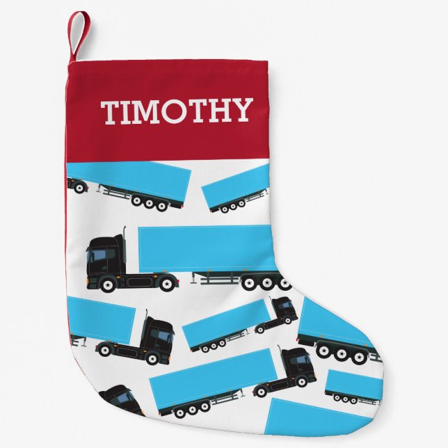 Custom Semi-Trailer Truck Transportation Trucks  Small Christmas Stocking (Front)