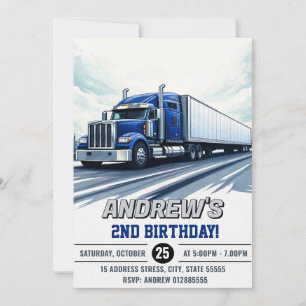 Custom Semi Truck Birthday Invitation
