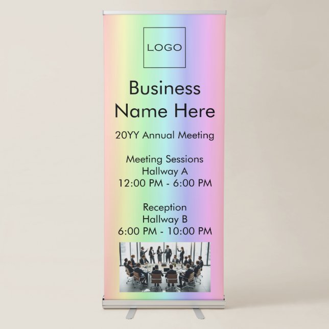Custom Seminar Company Logo and 1 Photo, Rainbow Retractable Banner (Front)