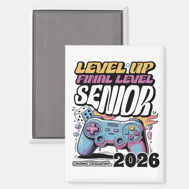 Custom Senior Class of 2026, Funny Gamer Graduate  Magnet (Front/Back)