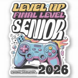Custom Senior Class of 2026, Funny Gamer Graduate Sticker