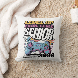 Custom Senior Class of 2026, Funny Gamer Graduate Throw Pillow