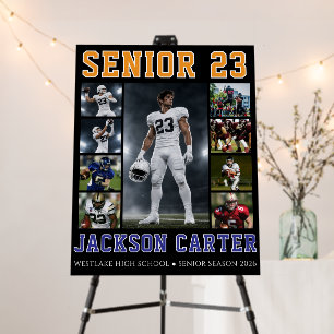 Custom Senior Football Photo Collage Poster