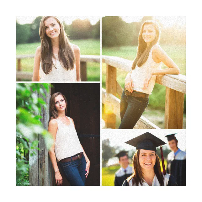 Custom Senior Graduation Photo Collage Canvas Print 