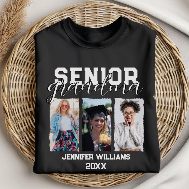 Custom Senior Grandma Graduation Photo & Name T-Shirt (Creator Uploaded)