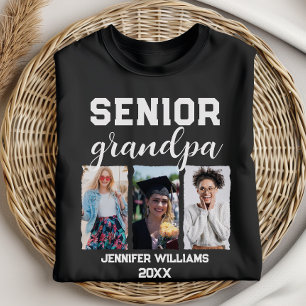 Custom Senior Grandpa Graduation Photo & Name T-Shirt