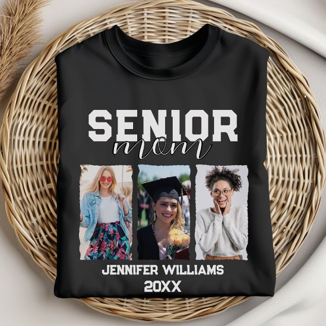 Custom Senior Mom Graduation Photo & Name T-Shirt (Creator Uploaded)