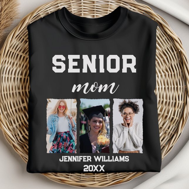Custom Senior Mom Graduation Photo & Name T-Shirt (Creator Uploaded)