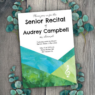 Custom Senior Recital Music Themed Invitation