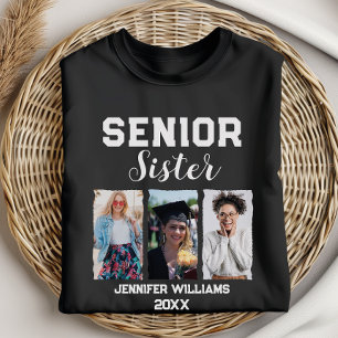 Custom Senior Sister Graduation Photo & Name T-Shirt