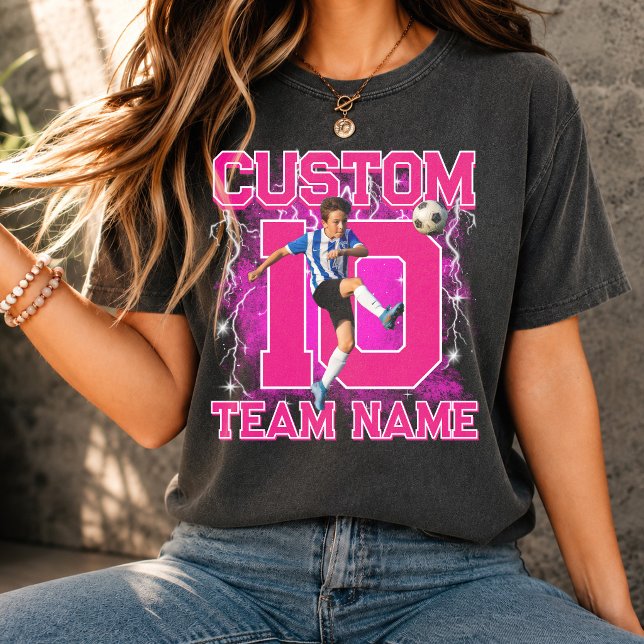 Custom senior soccer player, team name & number  T-Shirt (Creator Uploaded)