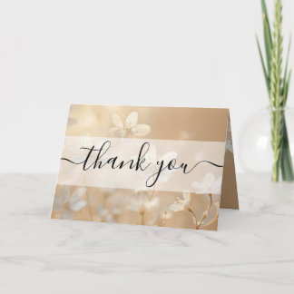 Custom Sepia White Flowers Thank You Card