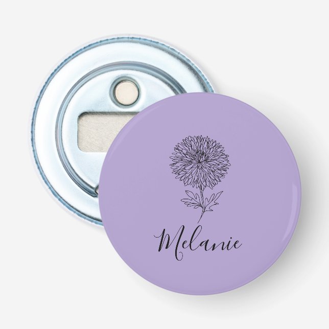 Custom September Aster Birth Flower Gift for Birth Bottle Opener (Front)
