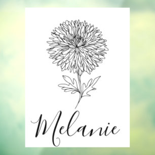 Custom September Aster Birth Flower Gift for Birth Window Cling