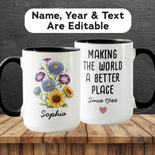 Custom September Birth Flower - Personalized Name Mug