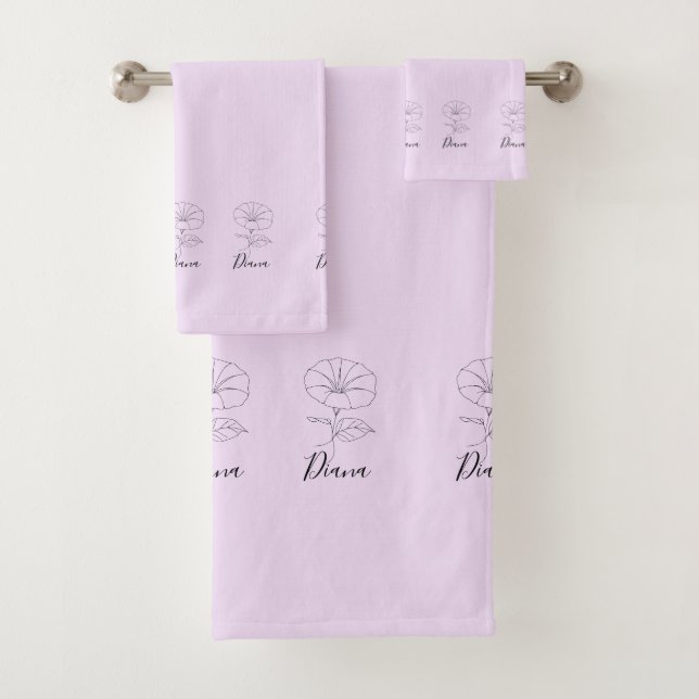Custom September Morning Glory Birth Flower Gift  Bath Towel Set (Insitu)