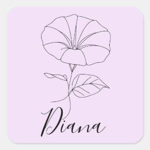 Custom September Morning Glory Birth Flower Gift Square Sticker