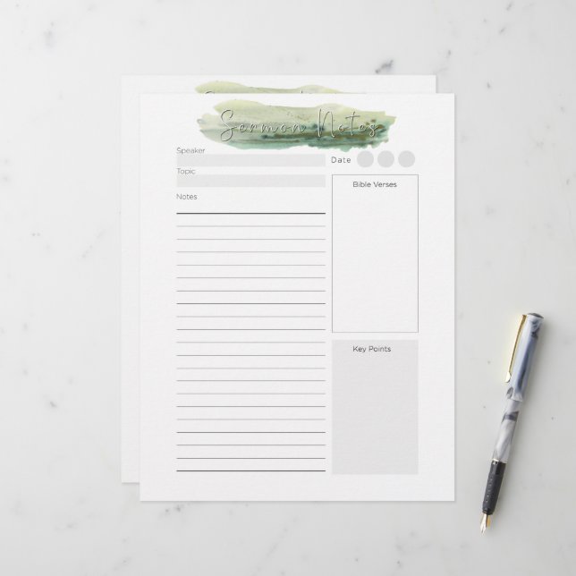 Custom Sermon Notes Letterhead (Front/Back In Situ)