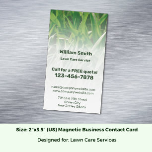 Custom Service Photo Green Lawn Care Business Card Magnet