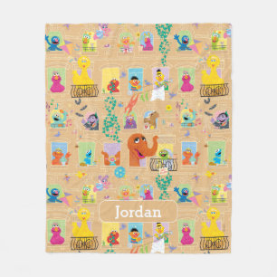 Custom Sesame Street Apartment Windows Pattern Fleece Blanket