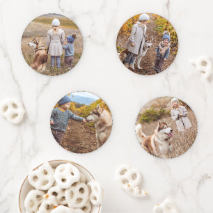 Custom Set of 4 Family Photos Coaster Set