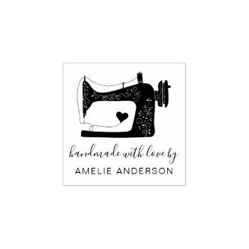 Custom Sewing Machine Handmade With Love Rubber Stamp by suchicandi at Zazzle