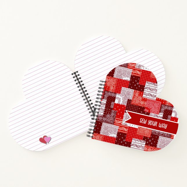 Custom Sewing Patchwork Bandana Quilt Pattern Notebook (Inside)