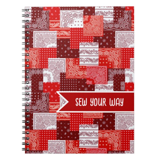 Custom Sewing Patchwork Bandana Quilt Pattern Notebook (Front)