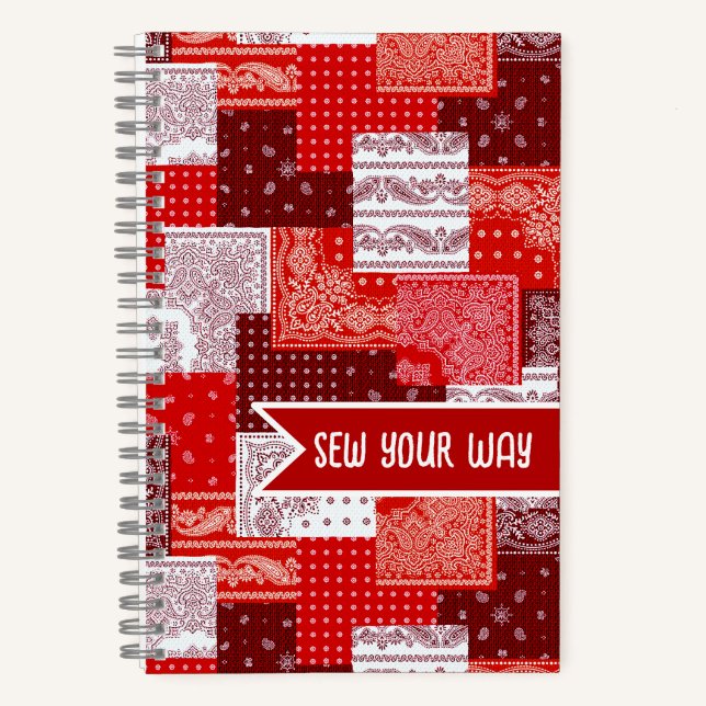 Custom Sewing Patchwork Bandana Quilt Pattern Notebook (Front)