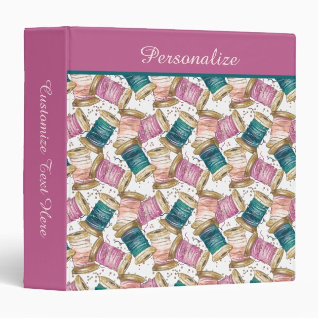 Custom Sewing Threads Seamstress Tailor Gift 3 Ring Binder (Front/Spine)
