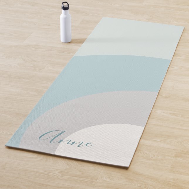 Custom Shades of Blue, Gray and White Yoga Mat (In Situ)
