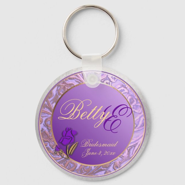 Custom Shades of Lavender Bridesmaid Keepsake Keychain (Front)