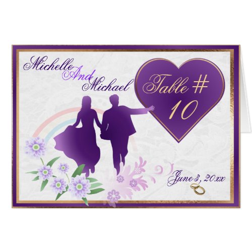 Custom Shades of Lavender Wedding Table Number Crd